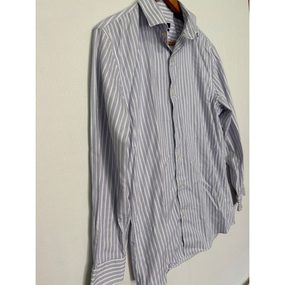 Marc‎ Anthony Slim Fit Striped Button Down Dress Shirt Blue Purple 15.5 32/33 - Picture 5 of 11